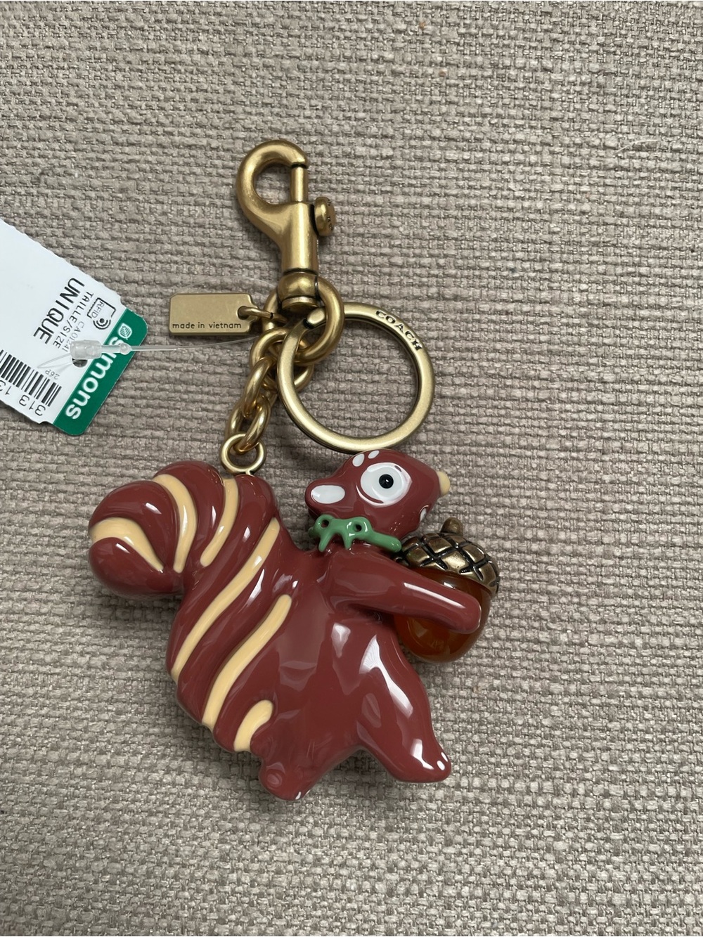 Coach Hungry squirrel bag charm key holder in colour Brown multi NWT